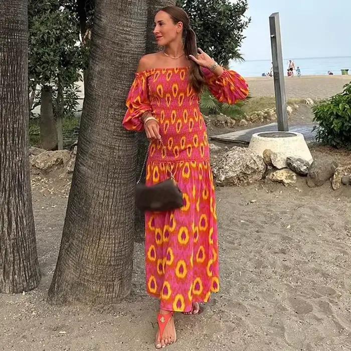 TEELYNN - Dámske plážové šaty s nafúknutými rukávmi