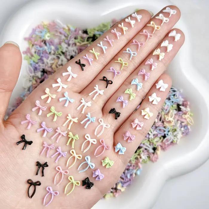 8Styies mašličky Dizajn Nail Art príslušenstvo zmiešané farby mašľa Macaron kreslený 3D stuha motýlik živica necht