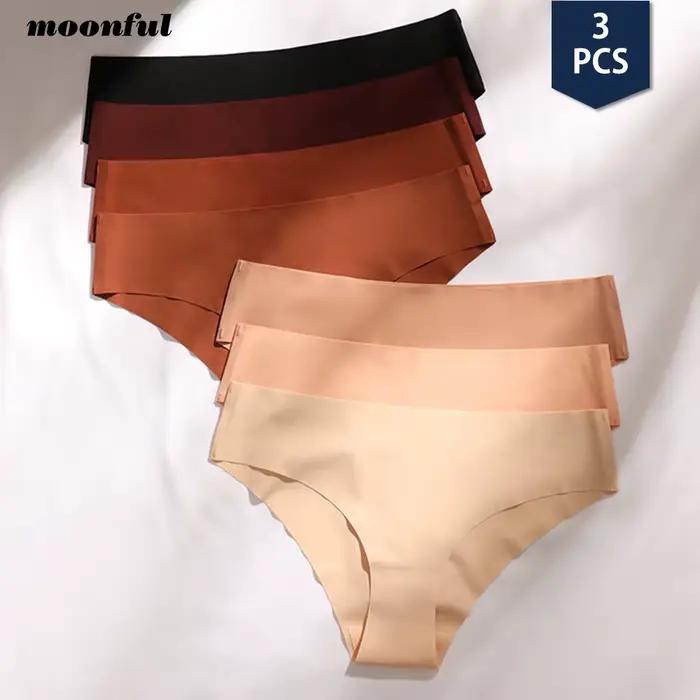 Culottes sans couture pour femmes, 3 pièces, sous-vêtements Sexy taille basse, en soie solide, Lingerie féminine