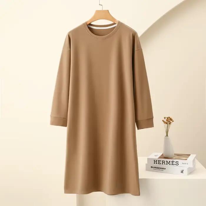 Chemise de nuit en velours optique pour femme, chemise de nuit mi-longue, vêtements de nuit chauds, grande taille, automne et hiver