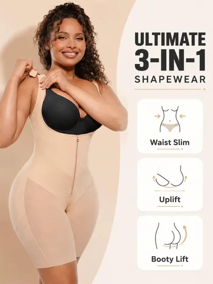 Gaine amincissante taille haute pour femme, effet ventre plat, rehausseur de fesses, serre-taille, fermeture éclair, bretelles réglables