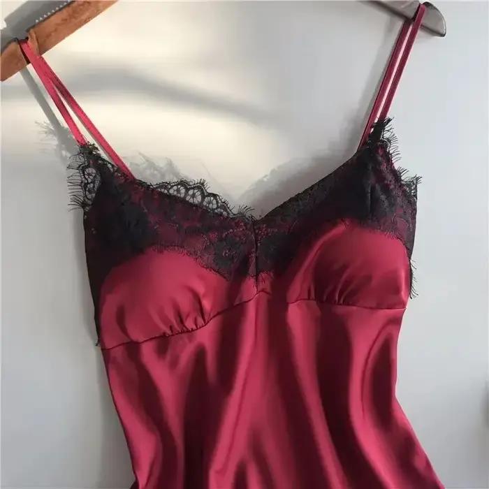 Femmes pyjama ensemble mode col en V Stretch Satin nuisette dentelle Sexy Lingerie nœud papillon chemise de nuit sommeil Shorts ensemble vêtements de nuit