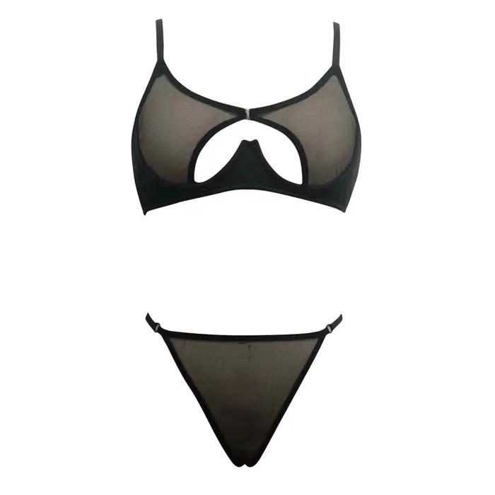 Ensemble de lingerie sexy pour femmes grandes tailles avec appliques décoratives polyester et fermeture avant pour maintien parfait occasions spéciales romantiques