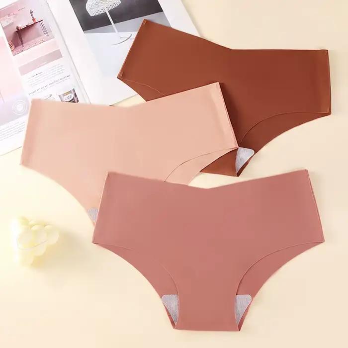 Culotte non marquante pour femmes, grande taille, sport de yoga, sexy, en forme de V, 6 couleurs, couleur unie, soie glacée, respirante