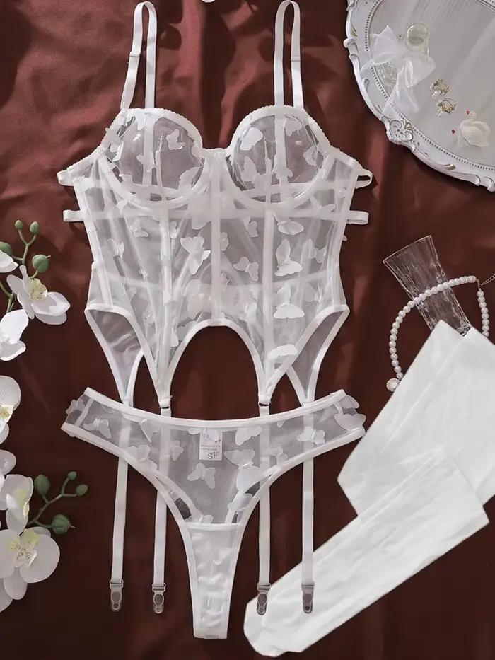 Doux Sexy dames ensemble de soutien-gorge arête de poisson Corset épicé fille dentelle Lingerie sangle rembourrage froncé Type mince Corset femmes ensemble de soutien-gorge