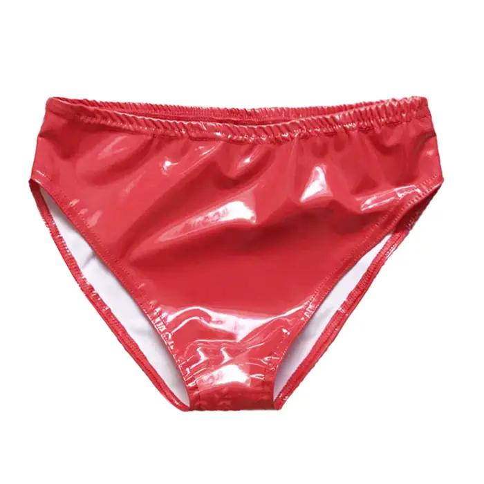 Sous-vêtements en cuir verni pour femmes, grande taille, look mouillé, culotte élastique à faible hauteur, sous-vêtements en Latex pour fête dansante