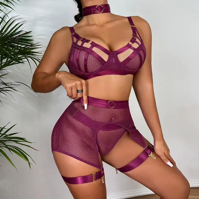 Ensemble lingerie sexy en polyester pailleté pour femmes, soutien-gorge et culotte, élégant et confortable, pour occasions spéciales et cadeaux
