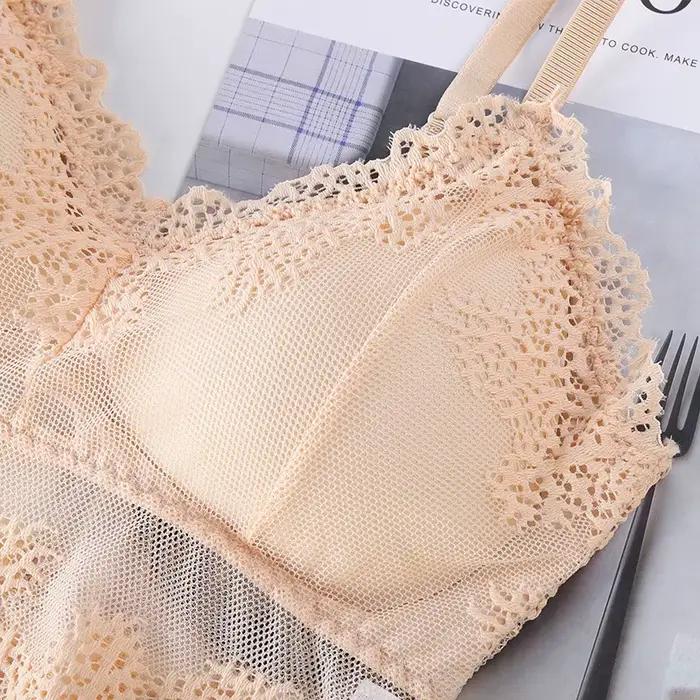 Femmes dentelle soutien-gorge et slips ensemble femme Sexy ensemble de Lingerie dentelle Bralette haut court dos nu sans fil soutien-gorge haut taille basse ensemble de sous-vêtements