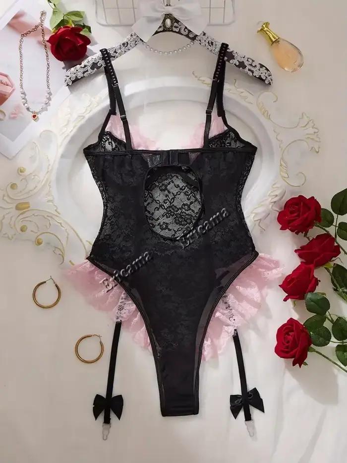 Lingerie sexy sans entrejambe pour femme, body évidé ultra-séduisant, costumes érotiques, robe babydoll, sous-vêtements élastiques, tenue à entrejambe ouvert