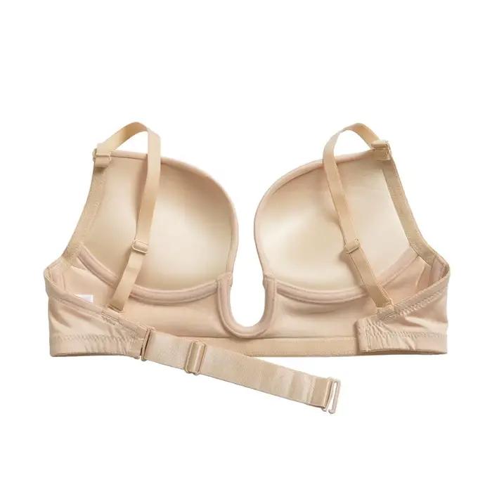 YBCG – soutien-gorge plongeant pour femmes, Lingerie rembourrée, coupe basse, à armatures, Bralette réglable, sous-vêtements à sangle Convertible