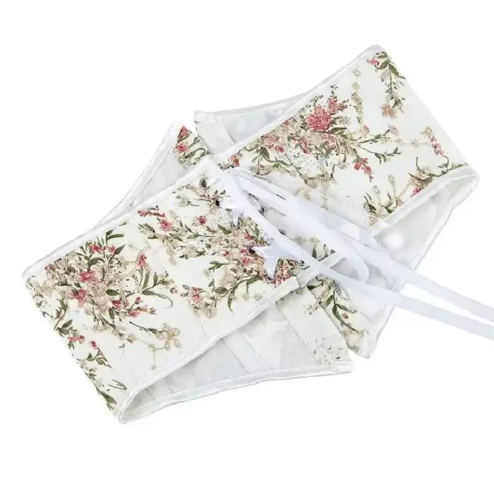 Corset sous-vêtement sexy pour femme, bustier amincissant à la taille, à lacets floraux, ceinture corselet