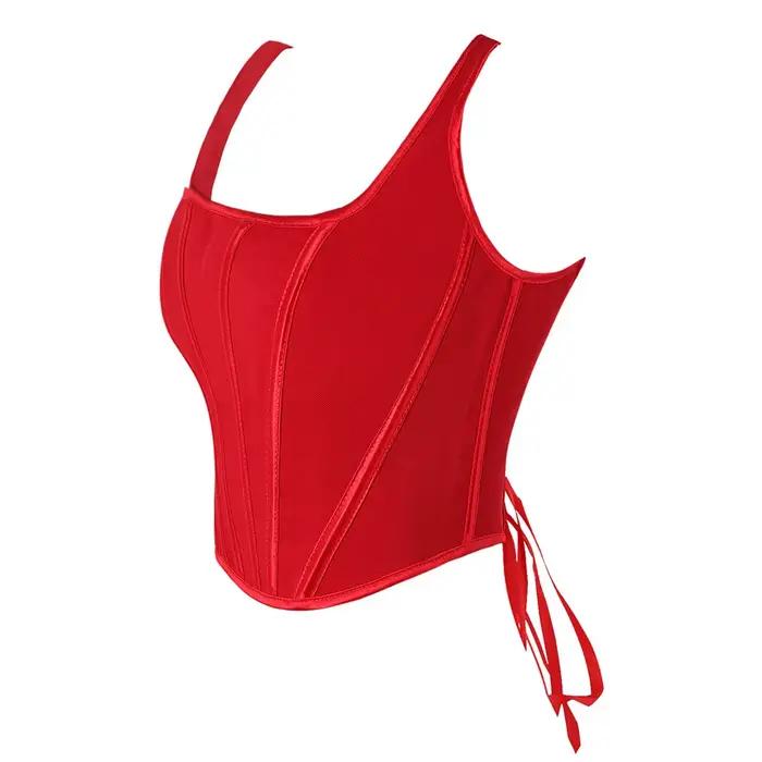Sexi ženský korzetový tielkový elegantný červený ramienkový bustier kultúrny top Camis Vintage gotický šnurovaný Korsett Corselet Lingerie