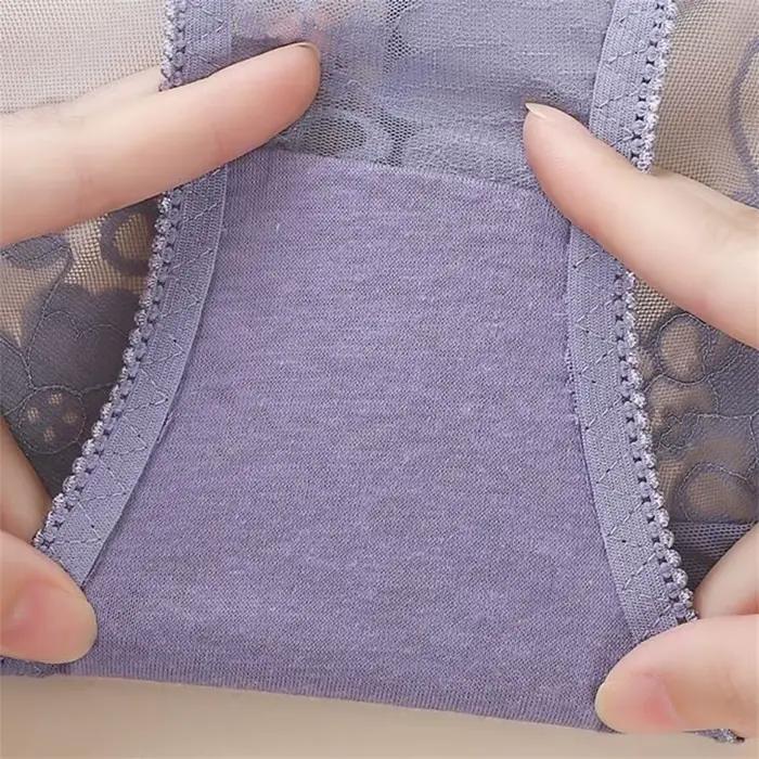 Grande culotte transparente grande taille pour femme, caleçon ajouré en dentelle florale, slip en maille sans couture, Perspective, L-4XL