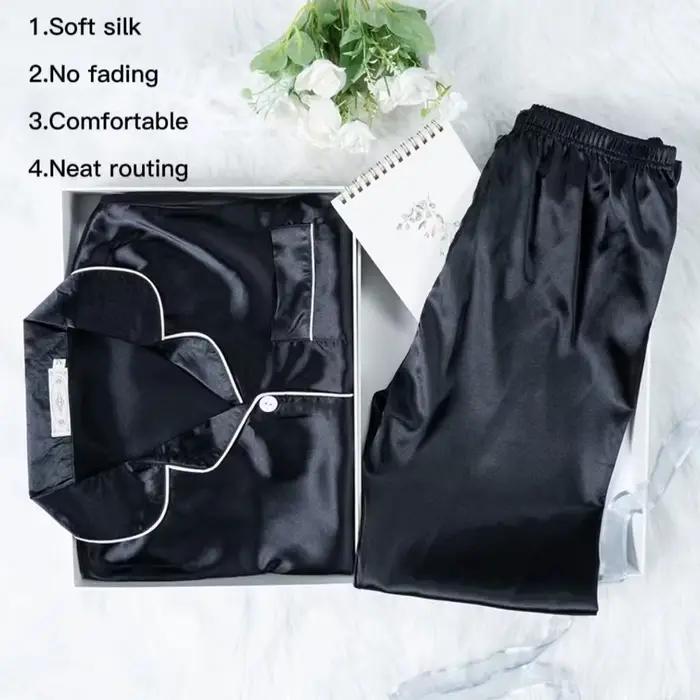 Injhomewear - Saténové pyžamo s dlhými rukávmi pre ženy