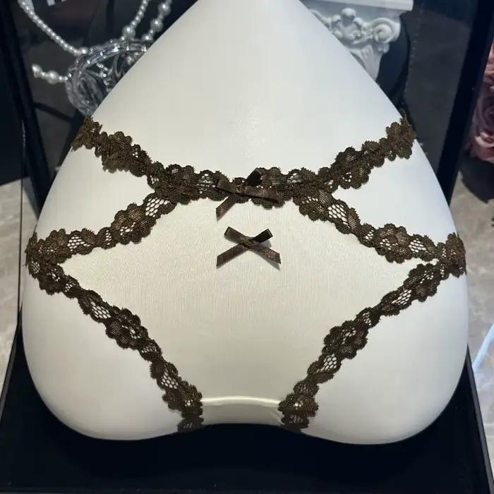 Culottes en dentelle à nœud de style français, transparentes, patchwork, en satin de soie, sans couture, taille mi-haute, en maille, cadeaux