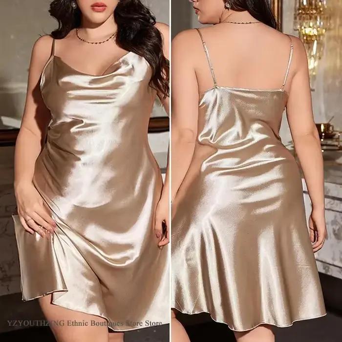 Ensemble chemise de nuit et robe pour femme, peignoir en satin, chemise de nuit printemps été, vêtements pour la maison, grande taille 3XL, 4XL, 5XL
