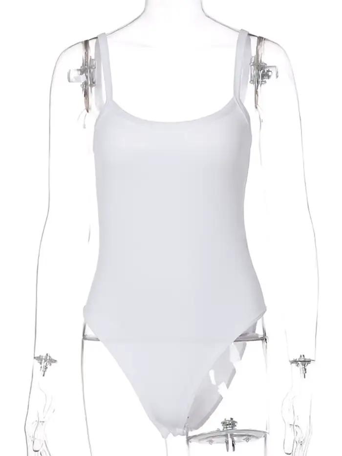 Pevný popruh obtiahnuté Sexy telo ležérne základné biele leto Body top pre ženy bez rukávov čisté