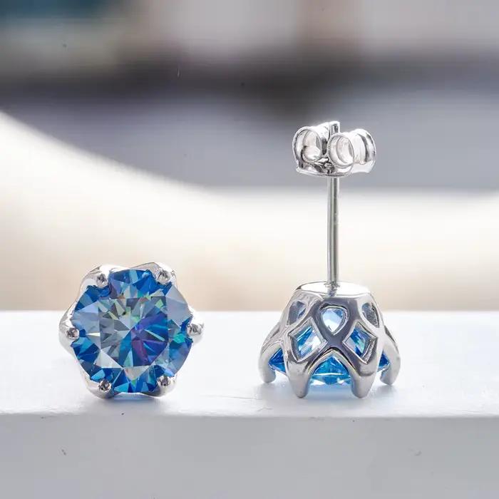 1/2/4CT VVS D farba Ruský brúsny Moissanit 8H8A Laboratórny diamant náušnice pre ženy S925