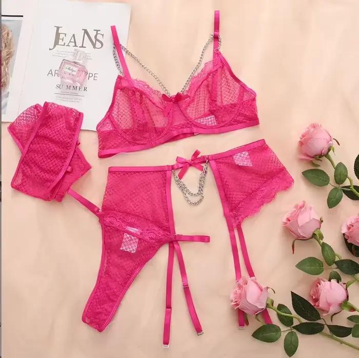 Ensemble de Lingerie érotique nuisette Lingerie sensuelle dentelle 2024 ensemble de soutien-gorge pour femmes sous-vêtements Costumes sexuels intimes ensemble soutien-gorge et culotte