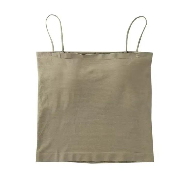 Débardeur Camisole Femme à Bretelles Fines avec Soutien-Gorge Intégré, Uni, Sans Couture, Extensible, Ajusté, Sans Manches, Dos Nu, Gilet Basique Intérieur