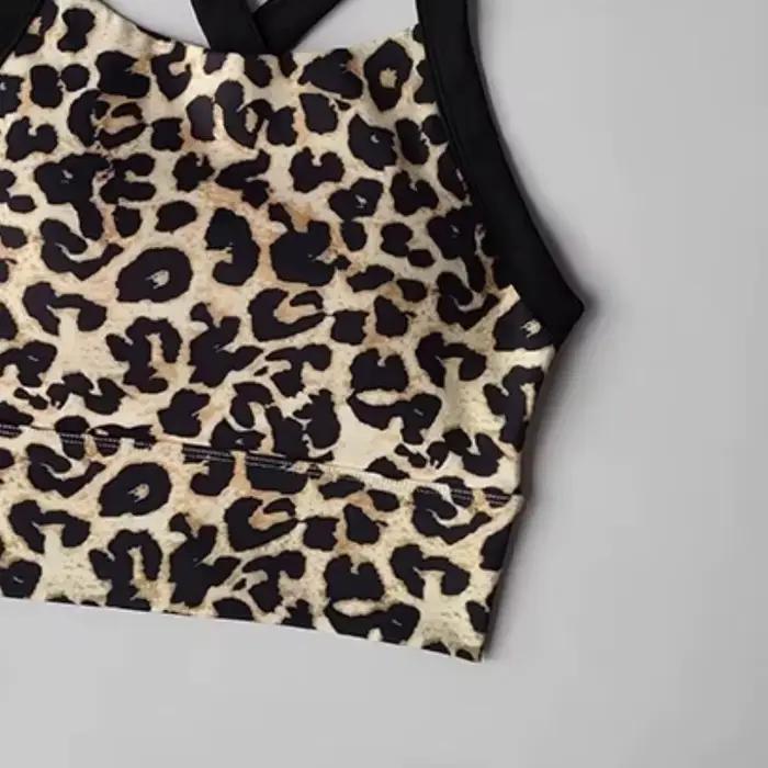Soutien-gorge de sport imprimé pour femme, avec bretelles croisées au dos, effet push-up, respirant, dos élégant, idéal pour le yoga, la gym, l'entraînement et la course à pied