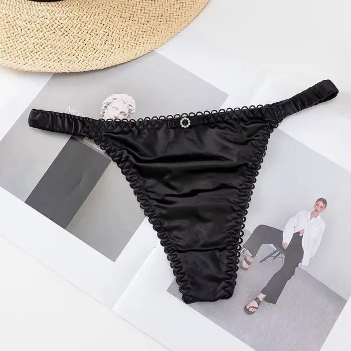 Sous-vêtements doux culotte de sport pour fille caleçon couleur unie pour femmes femme Lingerie femmes string nœud culotte Satin slips