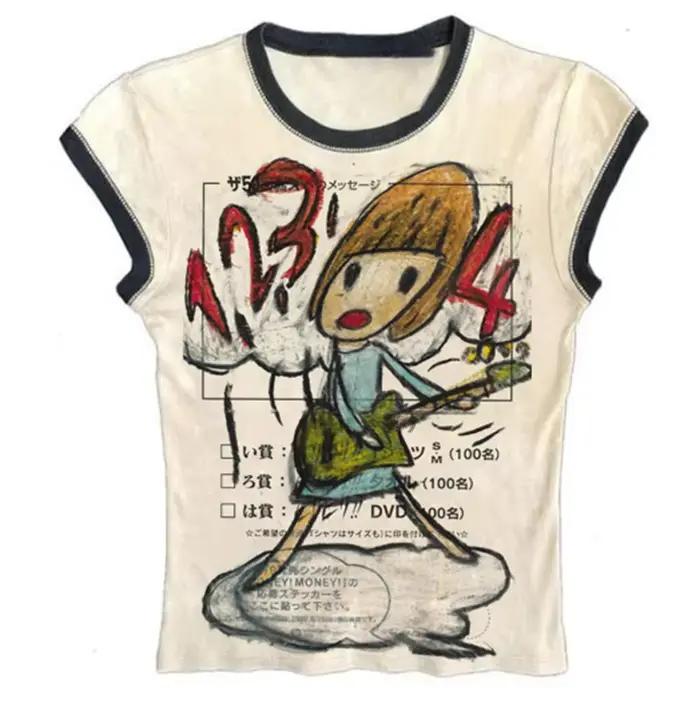 Obľúbené kórejské Y2K oblečenie Emo letné baby tričko Streetwear gotické Harajuku grafické estetické potlačené