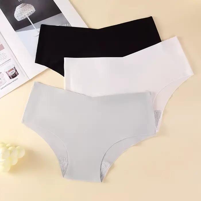 Culotte non marquante pour femmes, grande taille, sport de yoga, sexy, en forme de V, 6 couleurs, couleur unie, soie glacée, respirante