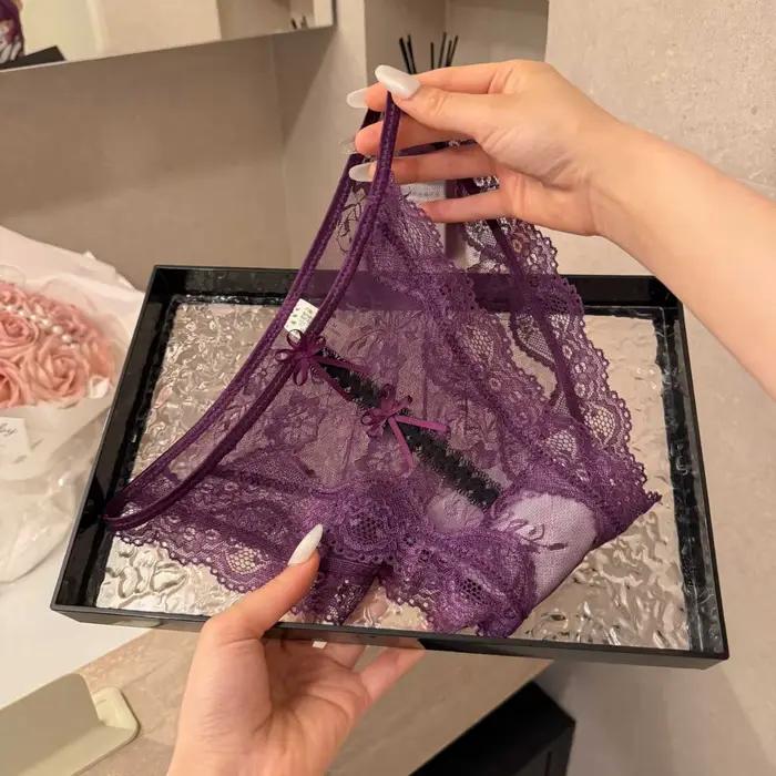 Culotte Femme Sexy en Dentelle Taille Basse Douce Respirante Confortable Transparente Style Triangle Nouvelle Collection 2026 – Offre Spéciale
