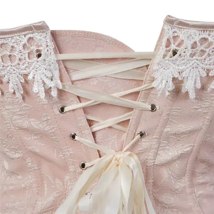 Corset Bustier avec garniture à lacets, Corsets en Satin, Costumes surbuste pour dames, haut victorien Sexy, Corsage rose d'halloween