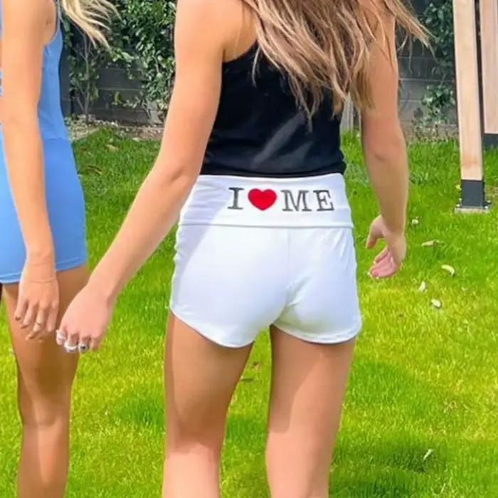 Y2K Aesthetic I LOVE Closer Letter Print Short
