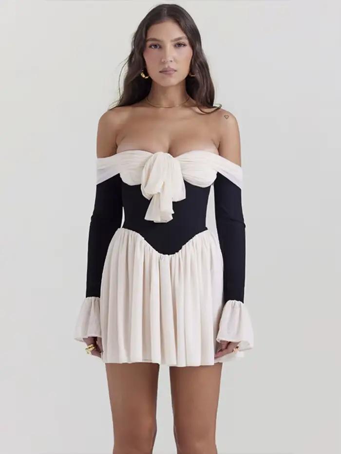 Robe mini Mozision en polyester et élasthanne dos nu v-neck sexy pour femmes occasions spéciales