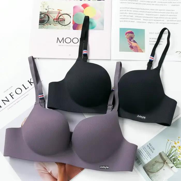 Soutien-gorge en soie glacée pour femmes, Bralettle Sexy sans couture, Push Up, Lingerie sans fil, une pièce, bonnet AB, bretelles réglables, couleur bonbon