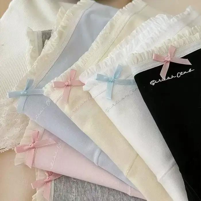 Culottes en coton taille moyenne avec nœud, motif lettre, confortables, pour femmes, style simple et fleuri, cadeaux