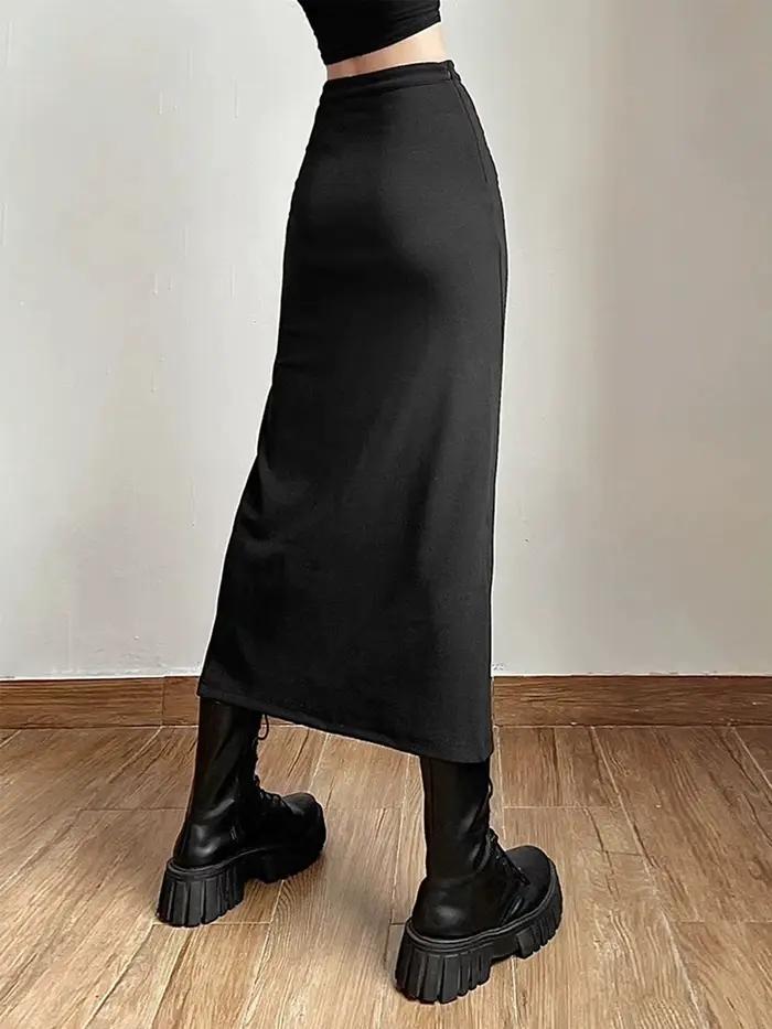 Sexy čierna sukňa s rozparkom
