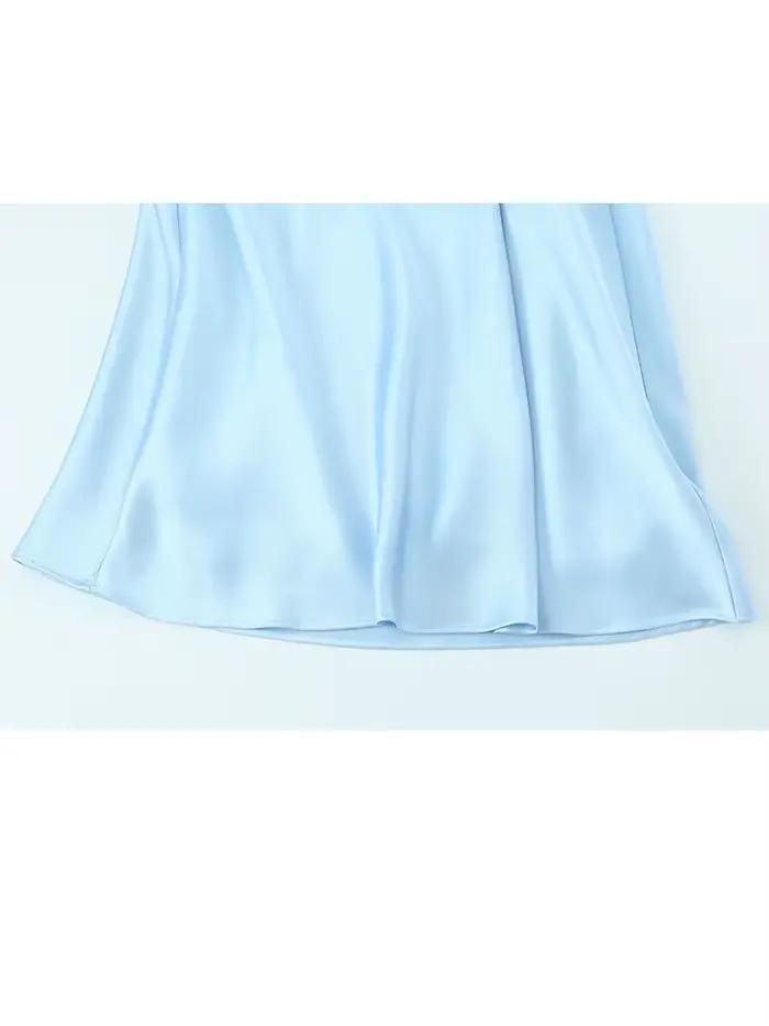 HH – robe mi-longue en Satin de soie pour femmes, nouvelle Lingerie d'été, Texture, élégante, col en v, Sexy, sans manches, longueur cheville