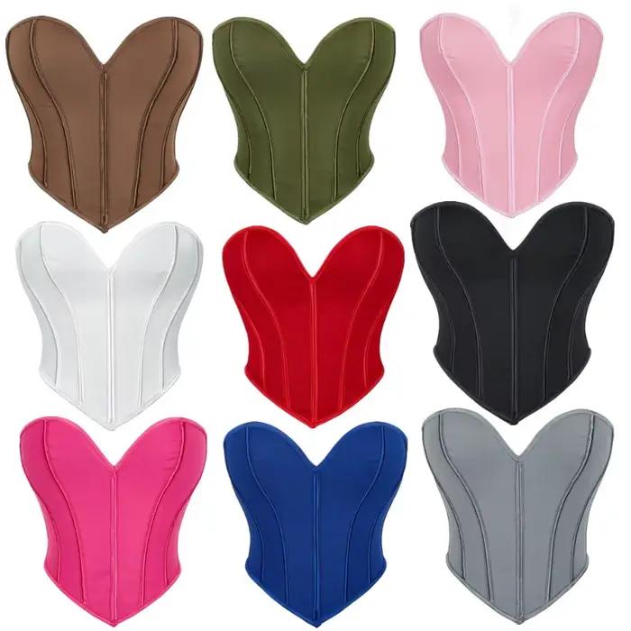 Corset court pour torse, entraîneur de taille, Bustier, débardeur court pour femmes, Lingerie respirante, rose, bleu, gris, café, rouge, noir