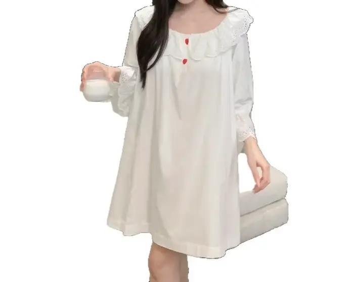 Robe de nuit rétro style Pure Lust, pyjama d'été à manches longues en dentelle, mignon et sexy pour fille, tenue d'intérieur