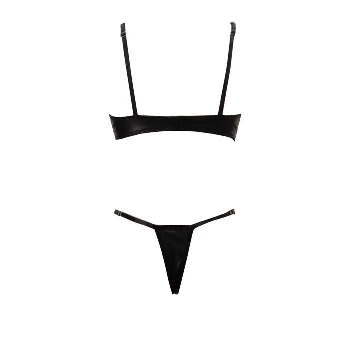 Ensemble de Lingerie à armatures pour femmes, grande taille, deux pièces en cuir laqué, sous-vêtements érotiques, intimes, 2 pièces, vêtements de club Sexy intéressants