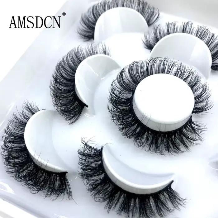 5 párov nadýchaných mihalníc 8-25mm 3D dlhé a husté prírodné umelé mihalnice z norkovej srsti veľkoobchod predajca make-up riasy