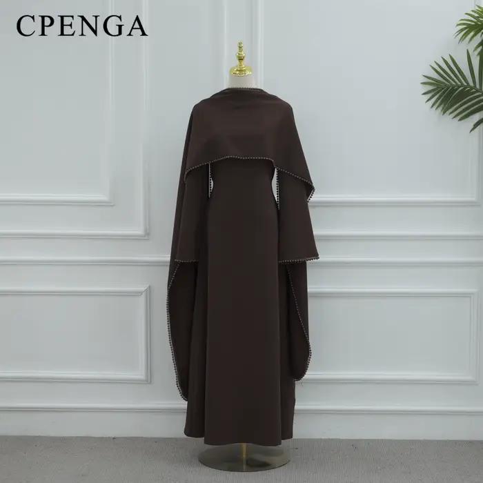Skromné abaya šaty pre moslimské ženy z Blízkeho východu s odnímateľným šálom