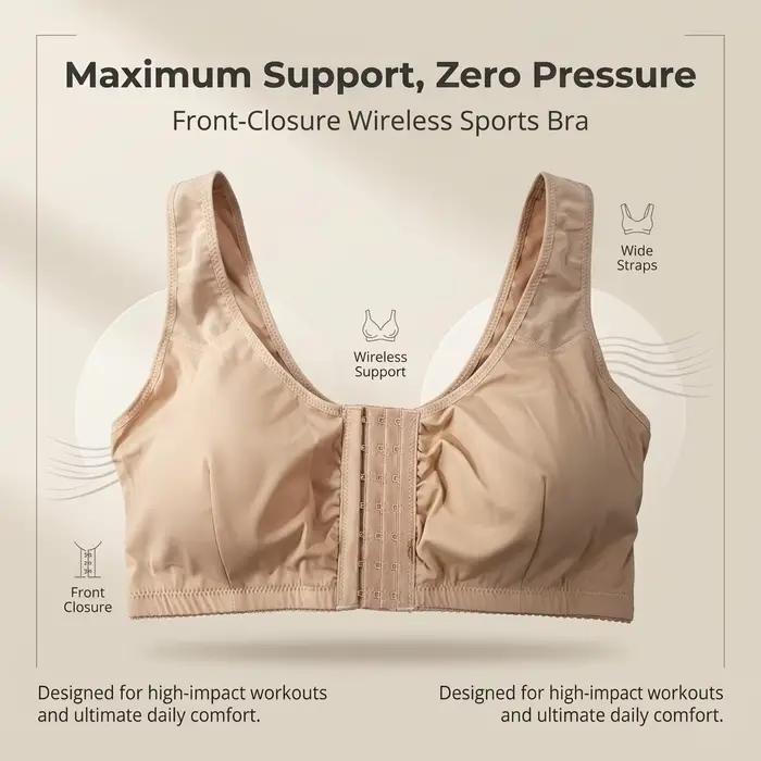 Soutien-gorge sportif pour femmes minimisant, fermeture avant, push-up, rembourré, pour yoga, fitness, course à pied