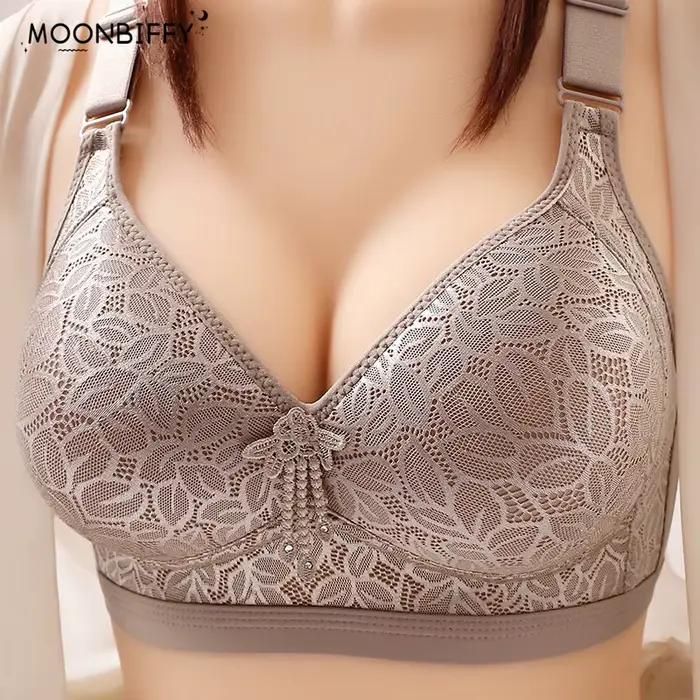 Soutien-gorge de grande taille pour femmes, fin, sans anneau en acier, confortable, respirant, sous-vêtements ajustables, push up sexy, lingerie, bonnet BC