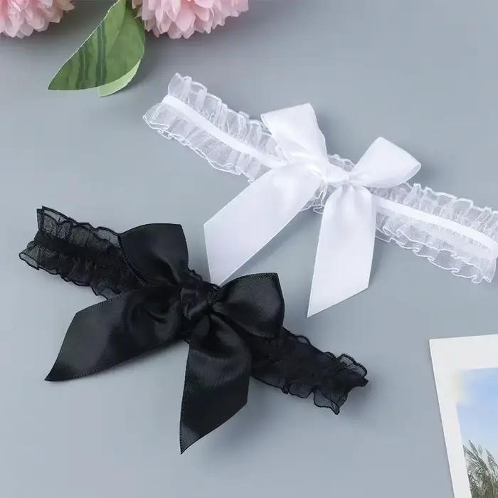 Porte-jarretelles sexy en dentelle élastique pour les cuisses, ceinture de jambe, nœud papillon, accessoires de fête cosplay, lingerie à la mode pour les patients