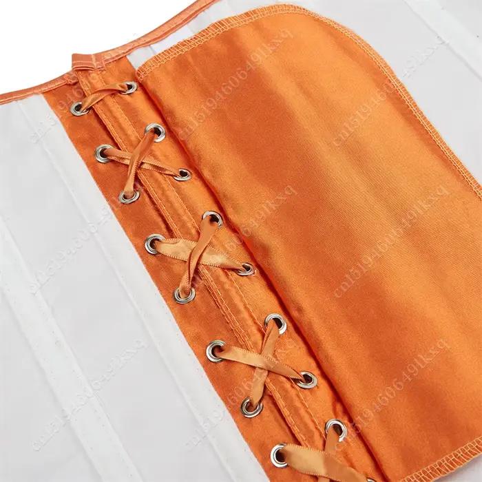 Korzety pre ženy nadprsné vysoké Korzet Oranžový Saténový Bustier so šnurovaním Sexy