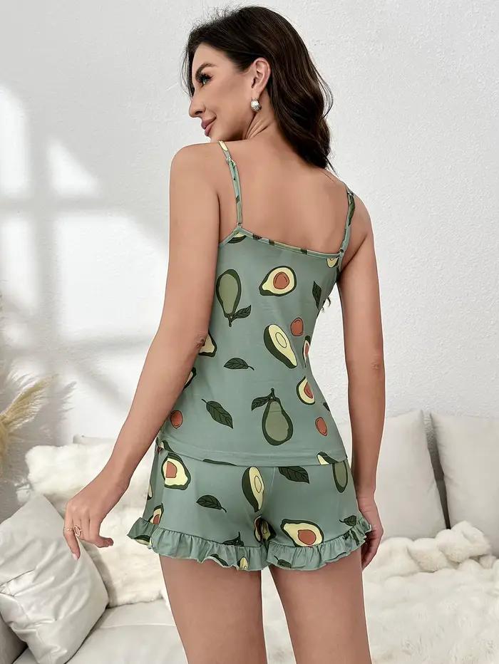 Pyjama deux pièces pour femmes, ensemble haut sans manche et short, motif papillon, vêtements de maison décontractés