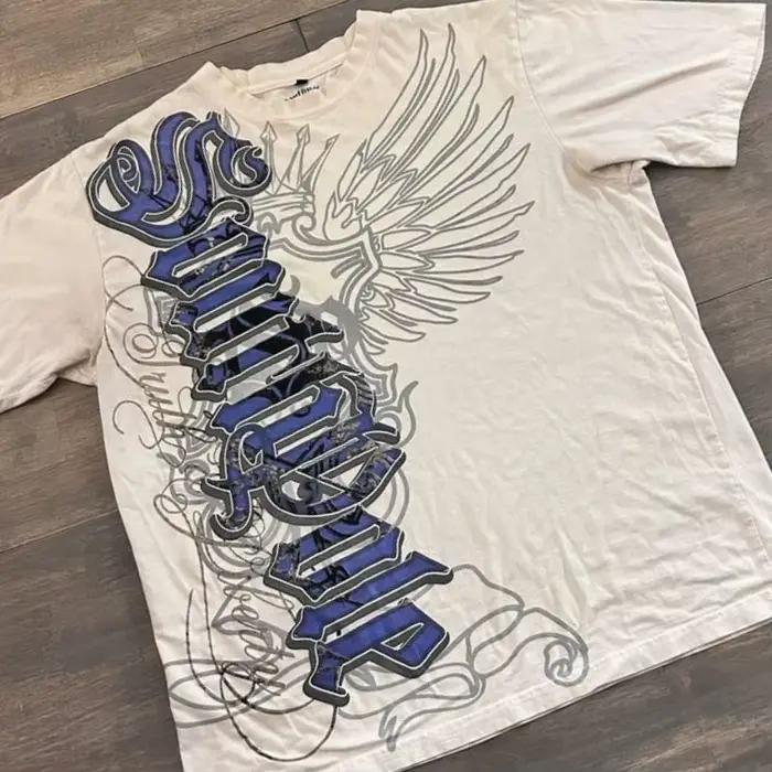 Hip Hop Tričko Streetwear pre ženy Vintage grafický Americký štýl móda Baggy voľné topy voľný čas Pár krátke rukávy