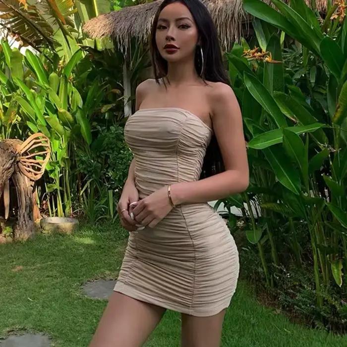 WOMENGAGA – Sexy šaty bez ramienok