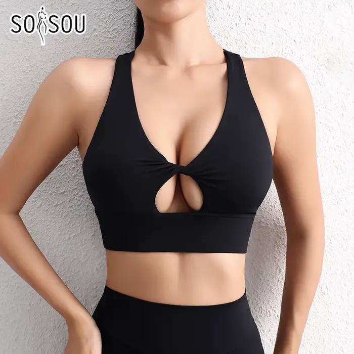 SOISOU Nylonové jógové top krátka podprsenka pre ženy gymnastika Športová
