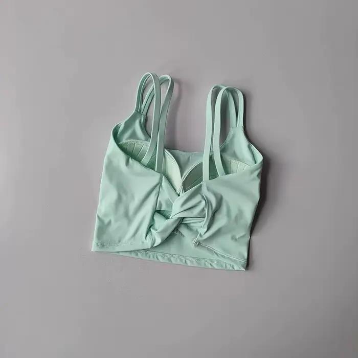 Soutien-gorge de sport intégré pour femme, idéal pour le yoga, la course et le fitness, avec dos sexy, confortable pour l'été, style débardeur